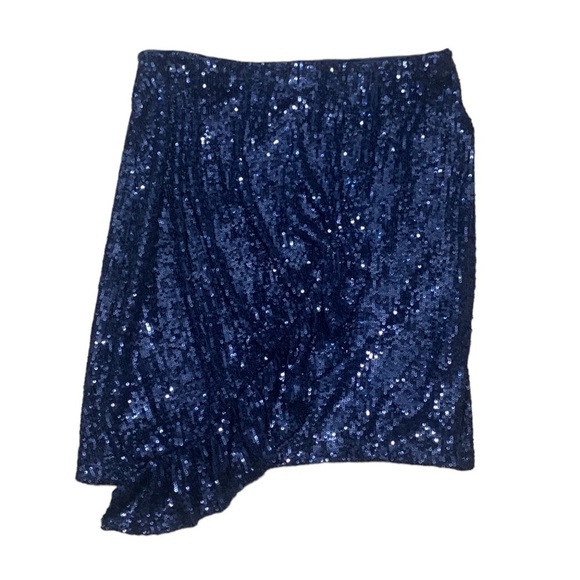 Express Navy Sequined Mini Skirt with Ruffle Detail- NWT - Picture 10 of 15